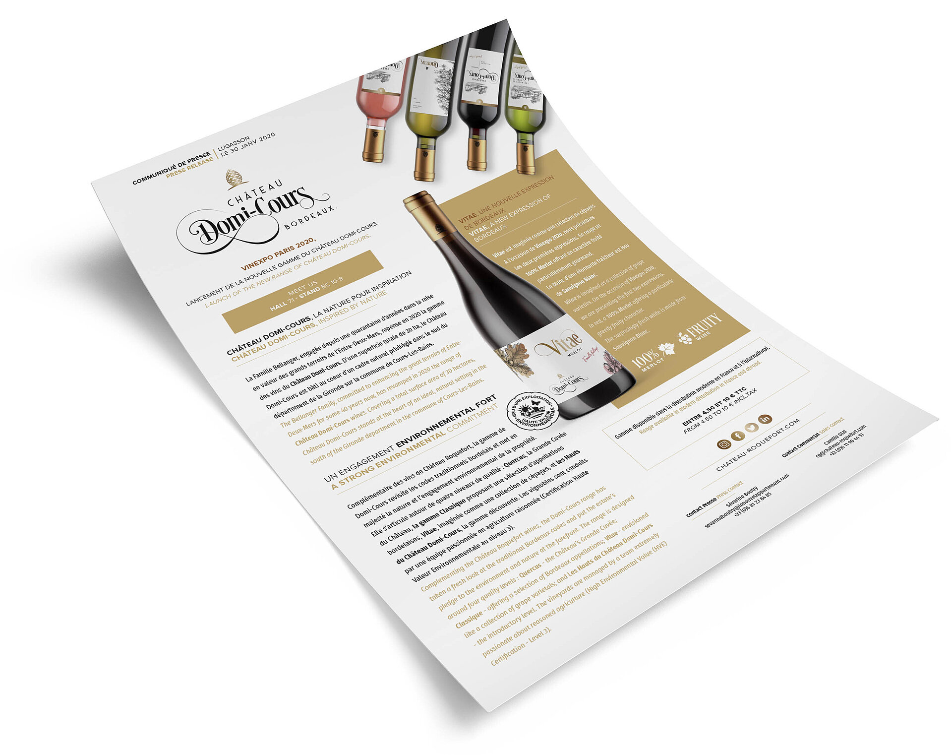 Communiqué de presse Château Domi-Cours Vinexpo Paris 2020