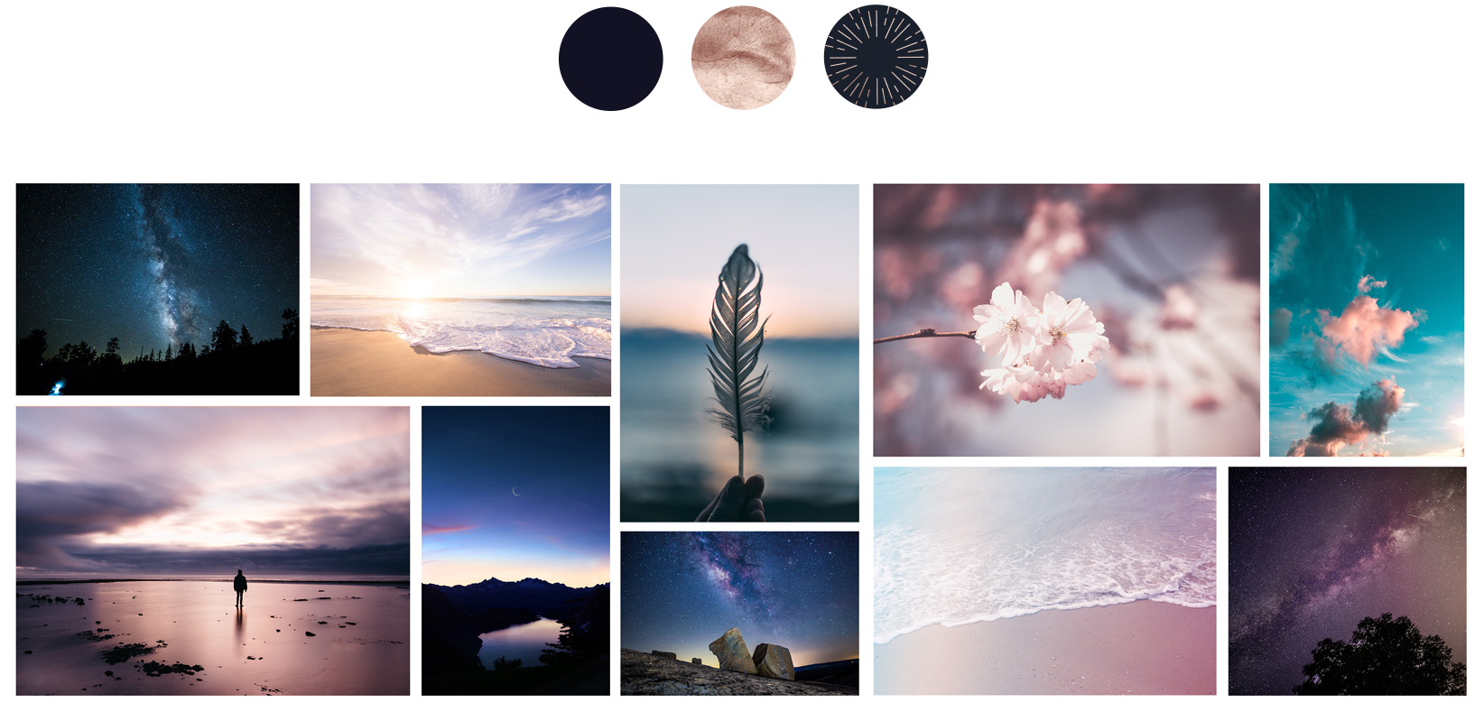 Moodboard et colorimétrie pour le projet Pépites de Voyages